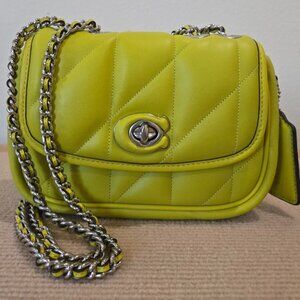 COACH CA086 - PILLOW MADISON SHOULDER BAG 18 WITH QUILTING SILVER/KEYLIME